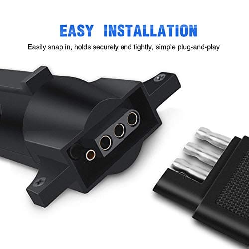 Nilight 7-Way to 4-Way Flat Blade Trailer Adapter Waterproof Rugged Nylon Housing 7-pin to 4-pin Trailer Wiring Adapter — view 3