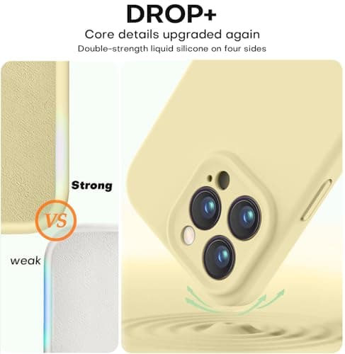 Vooii Compatible with iPhone 16 Pro Case, Liquid Silicone Upgrade [Camera Protection] [Soft Anti-Scratch Microfiber Lining] Shockproof Phone Case for iPhone 16 Pro 6.3 inch - Creamy Yellow — view 3