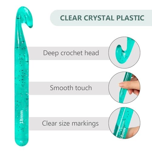 Mellobello Colorful Crystal Large Crochet Hooks Set 12-25MM, Ergonomic Crochet Kit for Beginners & Chunky Yarn Projects — view 2