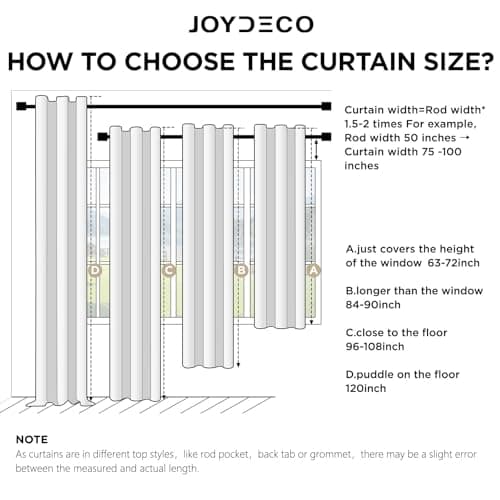 Joydeco Blackout Curtains for Bedroom - 100% Light Blocking 2 Panels Set Black Drapes 37" W x 63" L, Thermal Insulated Room Darkening Curtains, Linen Textured for Living Room, Rod Pocket & Back Tabs — view 6