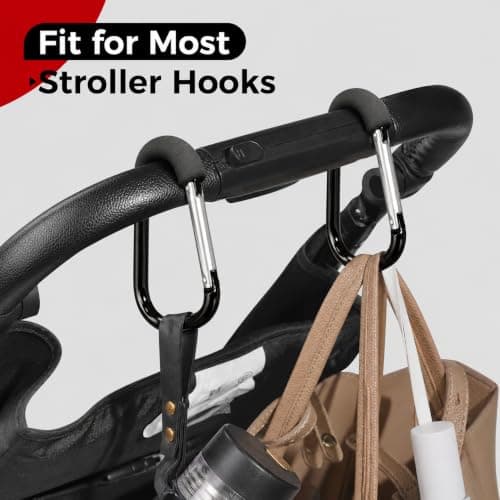 iBestgol 6.5-Inch Stroller Hooks for Bags, 2-Pack Extra Large Heavy-Duty Carabiner Clips, Universal Pram Accessories for Moms — view 2