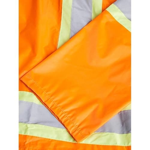 Pioneer Hi Vis Waterproof Heavy Duty Rainsuit - Hooded Rain Jacket and Bib Pants - 210D Oxford Poly/PVC - Orange — view 14