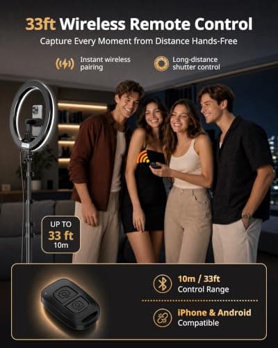 UBeesize 12" Ring Light with 62" Tripod Stand & Phone Holder – Dimmable Selfie Light for Makeup, Video Recording, Photography. Compatible with All Cell Phones & Lightweight Cameras — view 5