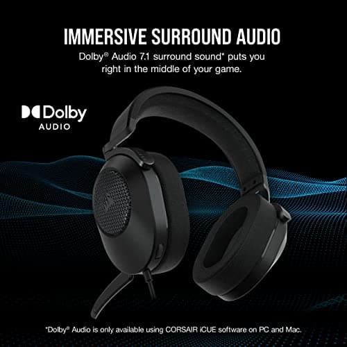 Corsair HS65 Surround Multiplatform Wired Gaming Headset – Dolby Atmos – SonarWorks SoundID – iCUE Compatible – PC, Mac, PS5, PS4, Xbox, Nintendo Switch, Mobile – Carbon — view 2