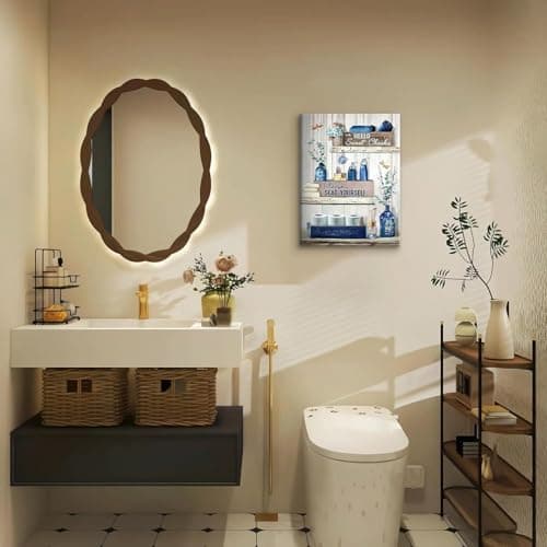 Bathroom Wall Art Canvas Poster Decor Picture For Wall Botanical, Rustic Green, (AA, 30x40 cm, Framed) — view 4