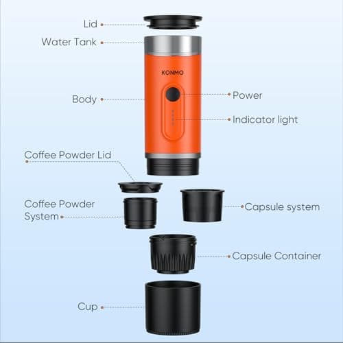 MyCampix Portable Espresso Machine for Travel, Self-Heating Coffee Maker Works with Capsules & Ground Coffee, Type-C Rechargeable for Outdoor Camping Car RV Business Trips — view 5