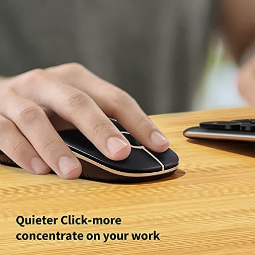 VssoPlor Wireless Mouse, 2.4G Slim Portable Computer Laptop Mouse with Nano Receiver Quiet Silent Optical Mice for Notebook, PC, Laptop, Computer-Black and Gold — view 3