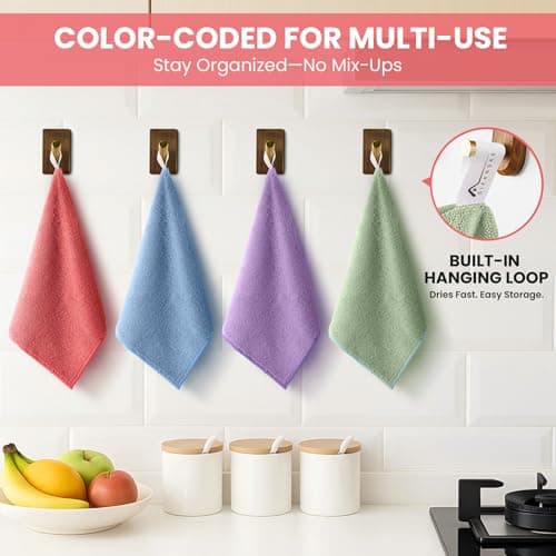 SIFANGKE Microfiber Cleaning Cloth, 12 Pack Assorted Color Cleaning Rags for Housekeeping, Colorful Reusable Microfiber Towels for Car, Kitchen, Bathroom and Household Cleaning Supplies, 11.8"X11.8" — view 2