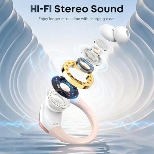 Wireless Earbuds, Sports Bluetooth Headphones, Noise Canceling Ear Buds with 80hr Playtime, LED Power Display, IPX7 Waterproof Earphones for Gym/Workout Rose Gold — view 4