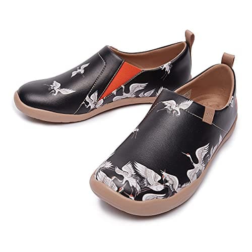 UIN Women's Walking Travel Shoes Slip On Microfiber Leather Casual Loafers Lightweight Comfort Fashion Sneaker Crane in Dark (8) — view 3