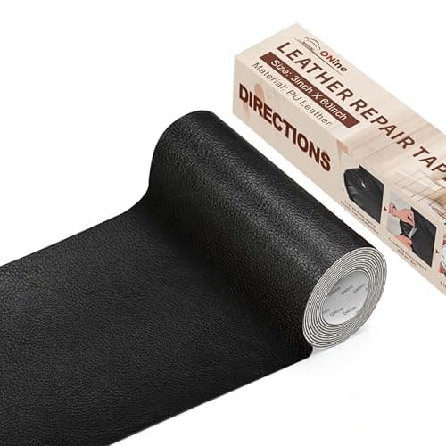ONine Leather Repair Tape， 3 x 60 inches Self Adhesive Leather Repair Patch, Couch Patch for Furniture,Vinyl Repair kit，for Sofas, Furniture, car Seats, Office Chairs Chairs(Black)
