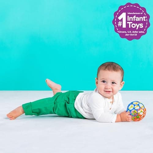 Bright Starts Oball Easy Grasp Classic Ball BPA-Free Infant Toy in Red, Yellow, Green, Blue, Age Newborn and up, 4 Inches — view 4