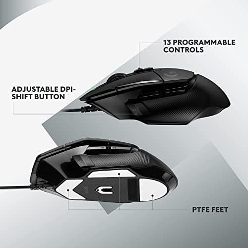 Logitech G502 X Wired Gaming Mouse - LIGHTFORCE Hybrid Optical-Mechanical Primary switches, Hero 25K Gaming Sensor, Compatible with PC - macOS/Windows - Black — view 4