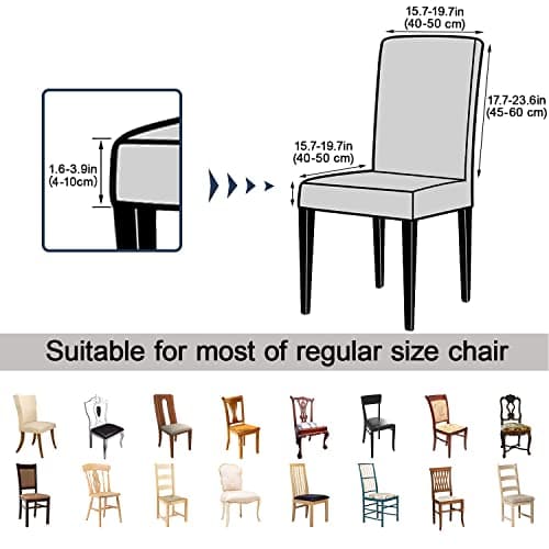 Keyroal Dining Room Chair Covers Set of 6, Stretch Printed Parsons Chair Slipcovers Spandex Removable Washable Kitchen Chair Protector Cover for Dining Room, Hotel, Ceremony — view 4