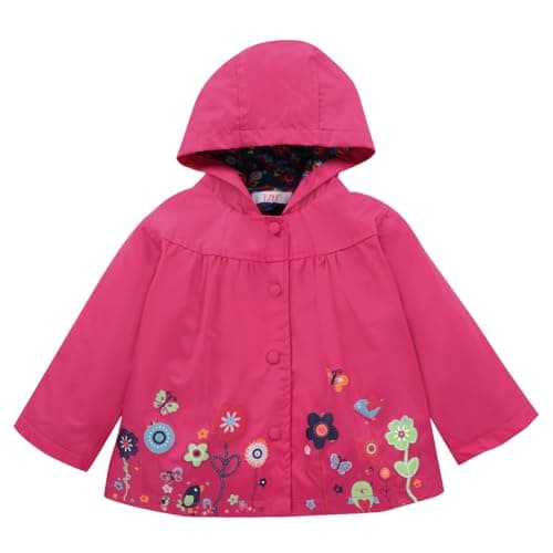 LZH Girl Baby Kid Waterproof Hooded Coat Jacket Outwear Suit Raincoat Hoodies with Pants Magenta 5T(For Age 4-5Y) — view 2