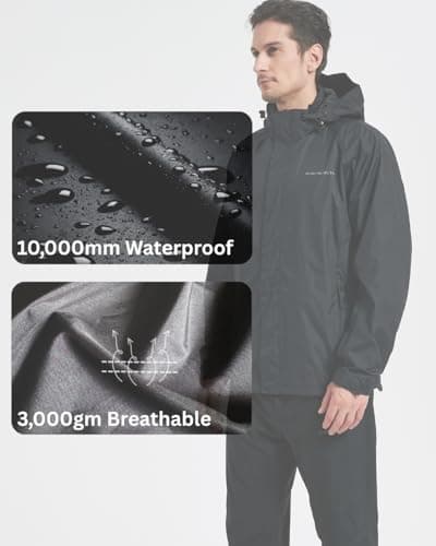 Acme Projects Men's Waterproof Rain Suit, Lightweight Breathable Jacket and Pants Set, 10,000mm Seam Sealed Rain Gear for Hiking, Fishing, Cycling — view 2