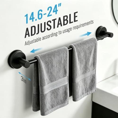 Meltrexni No Drill Suction Cup Towel Bar with Adjustable 14.6-24In — view 2