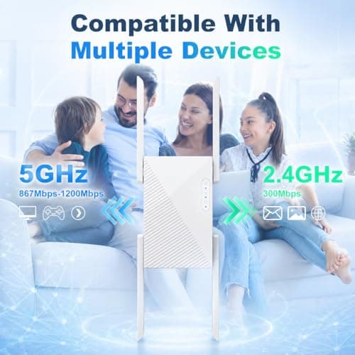 WiFi Extender Signal Booster New Gen 5X Faster Than Ever Signal Amplifier for Home, Longest Range Internet Boosters WiFi Repeater with Ethernet Port Coverage up to 10000 Sq. Ft (White) — view 3