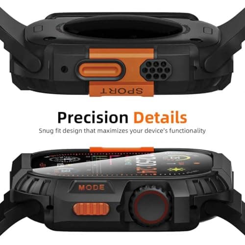 Zumyzu Rugged Case for Apple Watch 49mm Ultra 3/2/1 with Tempered Glass Screen Protector, Durable Hard PC Bumper Protective Face Cover for iWatch 49 mm Black