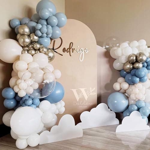 Jobkoo Blue Balloons 12 Inch, 30 Pcs Pale Aqua Blue Balloon Muted Dusty Blue Latex Balloons Matte Retro Powder Light Blue Helium Balloons for Birthday Boho Baby Shower Bachelorette Party Decorations — view 4