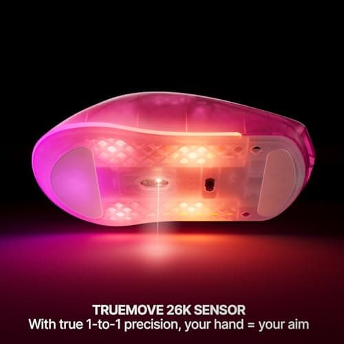 SteelSeries Aerox 3 Wireless Gen 2 - Super-Light 68g Gaming Mouse, 4K Polling, 26K DPI Optical Sensor, 200 Hour Battery, IP54 Water Resistant, 80m Click Durability, RGB, 100% PTFE Feet - Magenta Haze — view 4