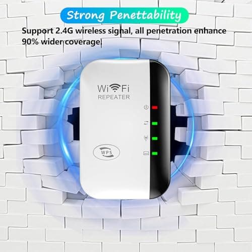 WiFi Extender, WiFi Signal Booster Up to 5000sq.ft and 50+ Devices, Internet Extender, Wireless Internet Repeater, Long Range Amplifier with Ethernet Port,1-Key Setup, Access Point, Alexa Compatible