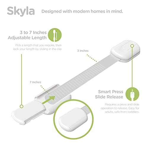 SKYLA HOMES Baby Locks (8-Pack) Child Safety Cabinet Proofing - Safe Quick and Easy 3M Adhesive Cabinet Drawer Door Latches No Screws & Magnets Multi-Purpose for Furniture Kitchen Ovens Toilet Seats — view 3