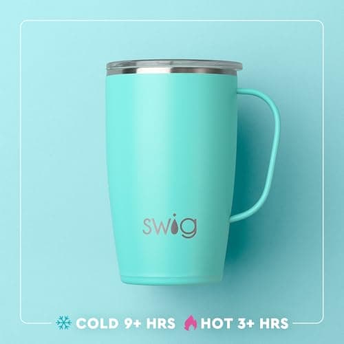 Swig Life 18oz Travel Mug, Insulated Tumbler with Handle and Lid, Cup Holder Friendly, Dishwasher Safe, Stainless Steel, Travel Coffee Cup, Glitter Tumbler, Glitter Gifts (Confetti) — view 3