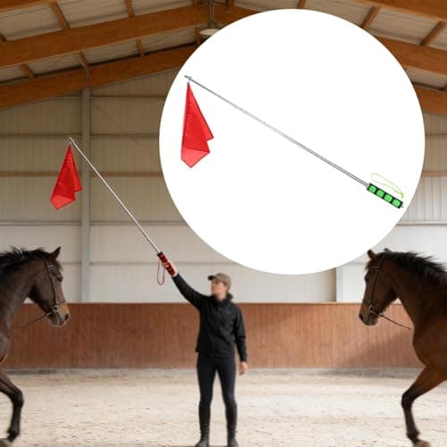 Fenteer Horse Training Flag,Equestrian Flag,Horsemanship Supplies Retractable Flagpole Horse Training Equipment for Riding Activities, Green Handle — view 4