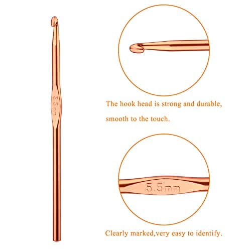 Iuuidu 5.5mm Aluminum Crochet Hook, Smooth Crochet Needles — view 2