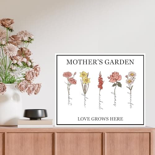 PARONA Personalized Mothers Day Gifts for Mom Custom Birth Month Flower Canvas Wall Art Customized Mothers Day Birthday Gifts for Mom Grandma Wife — view 6