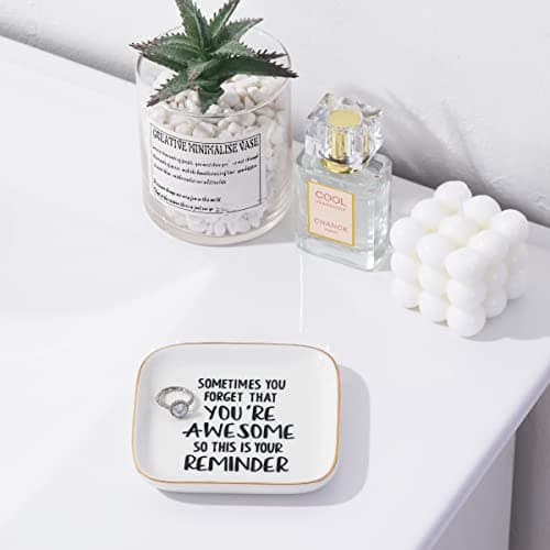 PUDDING CABIN Inspirational Gifts for Women Unique, Birthday Gifts for Women, Sometimes You Forget You're Awesome Ring Dish, Encouragement Gift for Daughter Best Friend Coworker — view 3