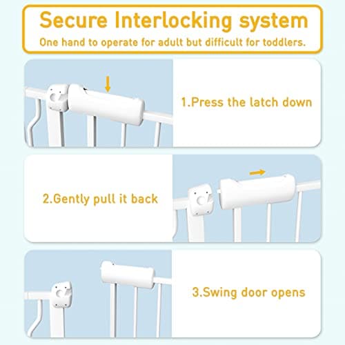 Fairy Baby Narrow Baby Gate 24-27 Inch Auto Close Child Safety Gates for Stairs Banister Doorways Hallway, Pure White — view 4