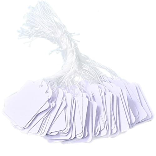 Armastuse 200Pcs Paper Price Labels Blank Jewelry Price Tags with String Writable Blank Tags, White Gift Card Product Hanging Tags Sale Display Cards Clothing Identification Labels