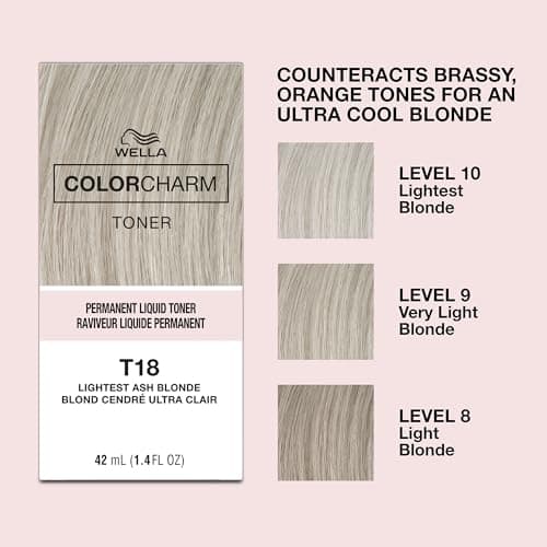 COLORCHARM Permanent Liquid Toners | Neutralize Brass | Free of Parabens | Vegan | T18 Lightest Ash Blonde | 1.4 Fl oz. | 42 ml | Packaging May Vary — view 3