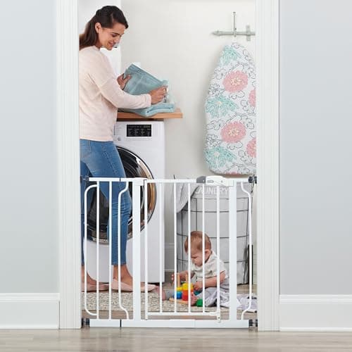 Regalo Safety 29-38.5" Baby Gate for Doorways & Bottom of Stairs, Pressure Mounted Baby Gate with Door for Babies, Toddlers & Pets, Tested & Safe for 30 Years, American Designed, American Owned, White — view 4
