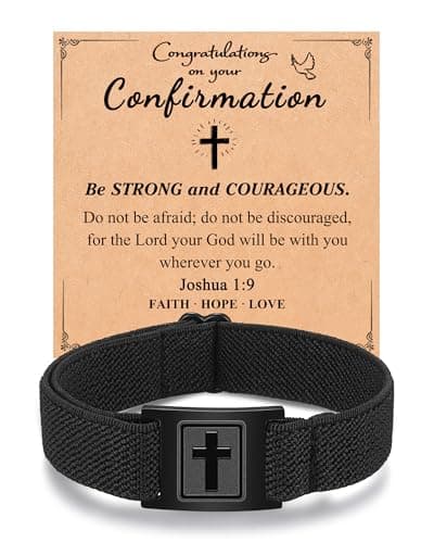 PINKDODO Catholic Confirmation Gifts for Boys Cross Bracelet