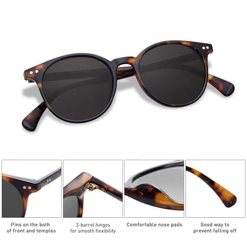 SOJOS Small Round Classic Polarized Sunglasses for Women Men Vintage Style — view 4
