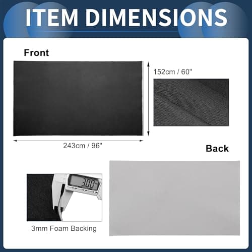 INFINAUTO Headliner Fabric 96" l x 60" W for Car Truck RV SUV Automotive Interior Trim DIY Roof Repair Replacement Foam Backing Breathable Mesh Fabric Black — view 3