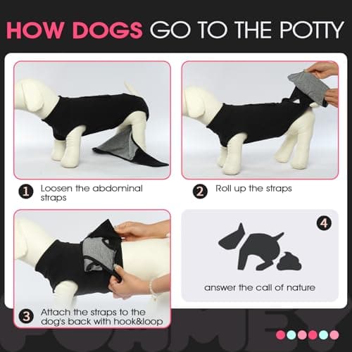 FUAMEY Dog Recovery Suit Male,Dogs Surgery Neuter Suits Puppy Spay Shirts for Female Protect Dog's Skin Anti Licking Abdominal Wounds Doggie Onesie Pet Bodysuit Alternative to Cone Black XS — view 4