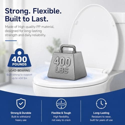 Round Toilet Seat, Slow Close, White Plastic, Never Loosen, 16.5” — view 5