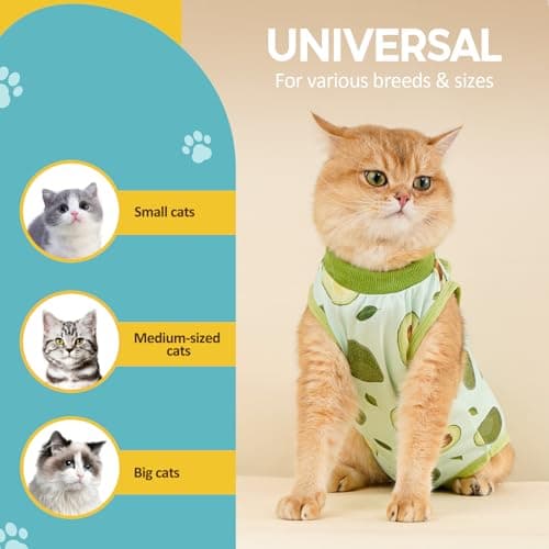 Avont Cat Recovery Suit - Kitten Onesie for Cats After Surgery, Cone of Shame Alternative Surgical Spay Suit for Female Cat, Post-Surgery or Skin Diseases Protection -Avocado(S) — view 5