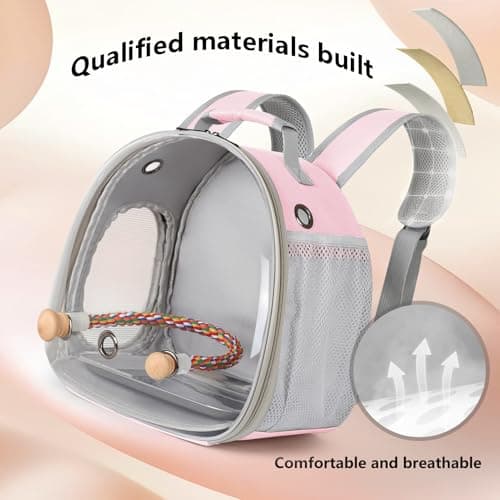 Small Bird Travel Backpack Carrier Cage, Backpack to Transport Backpack Carrier with Metal Tray Stand Perch for Parakeet Cockatiel Budgies Vet Carry Book Bag Green — view 3