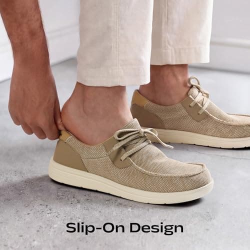Bruno Marc Men's Arch Support Casual Slip on Loafers Wide Toe Box Non Slip Lightweight Breathable Comfortable Shoes,Size 10.5,Beige,SBSP26003M