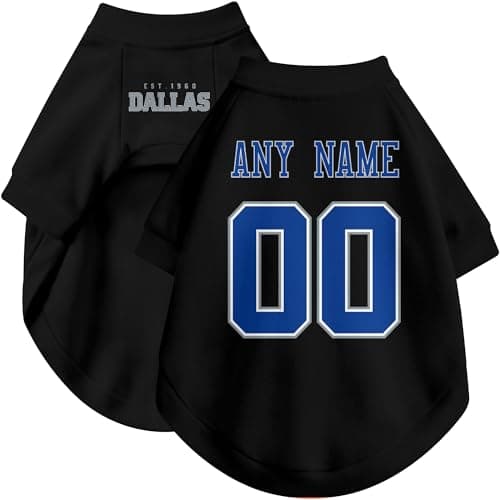 DALLASC Dallas Dog Clothes Jersey Style Personalized Pet T Shirt with Custom Name Number for Small Medium Large Dogs — view 5