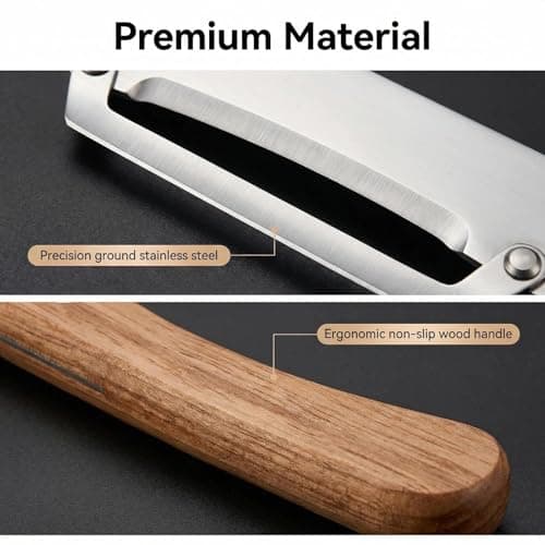 2-in-1 stainless steel vegetable peeler with wooden handle and bottle opener, stainless steel blade, non-slip kitchen fruit peeler（2pcs） — view 7