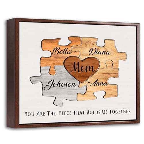 Personalized Mothers Day Idea Gifts for Mom from Daughter Son Kids Husband Custom Puzzles Sign Canvas Prints with Names for Mom Nana Grandma Customized Mother's Day Birthday Wall Art Decoration Gift