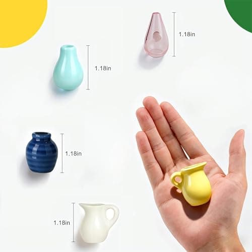 Renmxj 5 Pcs Cute Mini Ceramic Vase Fridge Magnets with Artificial Flowers — view 4