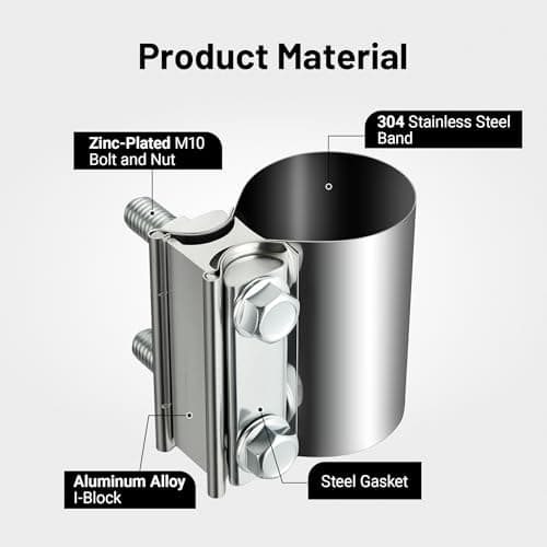 EVIL ENERGY 1.75 Inch Exhaust Clamp,1 3/4" Butt Joint Band Clamp Sleeve Coupler Stainless Steel for Pipes,Mufflers,Catalytic Converters — view 2