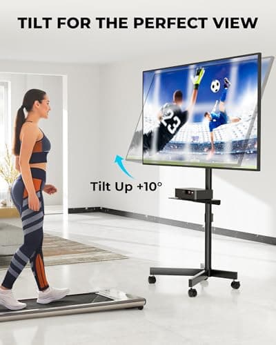BONTEC Mobile TV Stand with Tilt Function, Rolling TV Cart for 23-60" LED, LCD, OLED TVs, Holds up to 88lbs, Max VESA 400x400mm, Adjustable Media Shelf, TV Stand for Living Room, Bedroom, Office — view 5